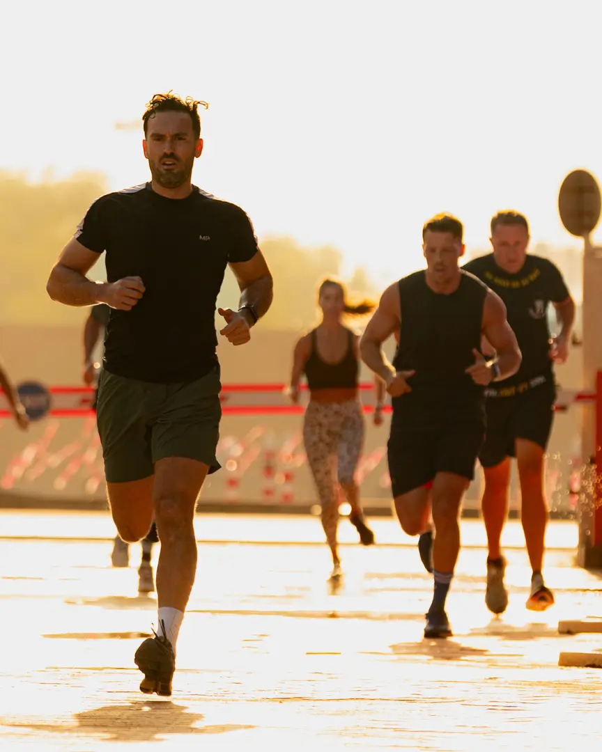 Runners at golden hour